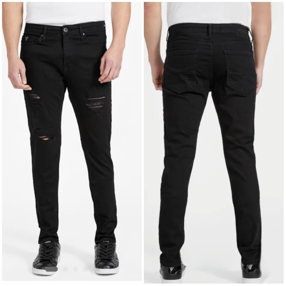 MEN'S GUESS BLACK AVALON MODERN SKINNY JEANS SIZE 32 LIKE NEW